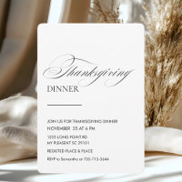Élégant Script Thanksgiving Dîner