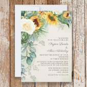 Invitation Élégant Script tournesol Mariage Eucalyptus