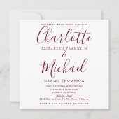 Invitation Élégant Script Tout En Un Mariage Bordeaux (Devant)