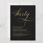 Invitation Élégant Script Trente Black Gold 30e anniversaire (Devant)