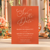 Invitation Élégant Script Verona Sunset Orange Enregistrer La