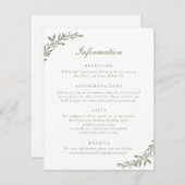 Invitation Élégant Script Vintage feuille d'olive Détails du  (Devant / Derrière)