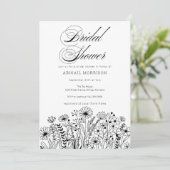 Invitation Elegant Script Wildflowers Bridal Shower (Debout devant)