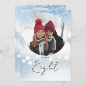 Invitation Élégant Script Winter Snowflakes Numéro de tableau (Devant / Derrière)