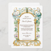 Invitation Elegant Scrollwork Floral Regal Botanical Wedding (Devant / Derrière)