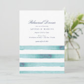 Invitation Elégant Sea Aqua Stripes Dîner De Répétition Nauti (Debout devant)