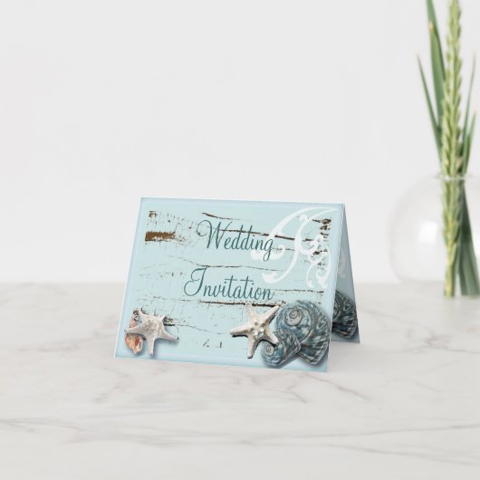 Invitation Elegant Seashells Beach Mariage Papeterie (Devant)