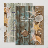 Invitation élégant seashells plage nuptiale douche thé (Devant / Derrière)