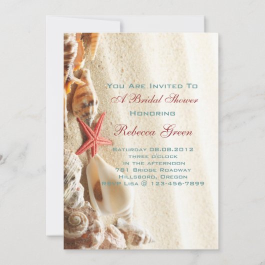 Invitation élégant seashells plage nuptiale douche thé (Dos)