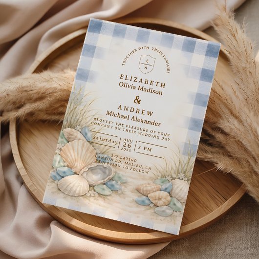 Invitation Elegant Seaside Shell Wedding