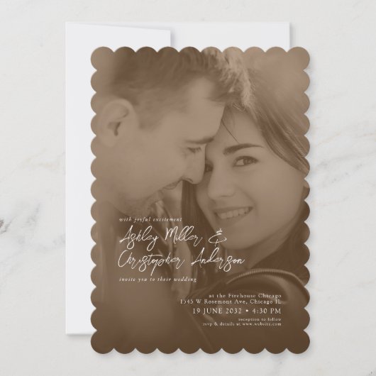 Invitation Elegant Sepia Duotone Mariage photo (Devant)