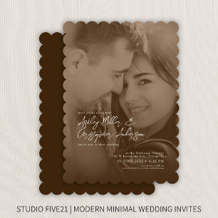 Invitation Elegant Sepia Duotone Mariage photo