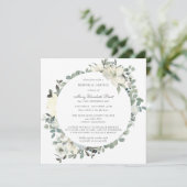 Invitation Élégant Service Botanique Mémorial Blanc Floral Da (Debout devant)