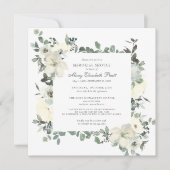 Invitation Élégant service de mémorial botanique blanc floral (Devant)