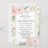 Invitation Élégant service de Mémorial Rose Floral Or (Devant)