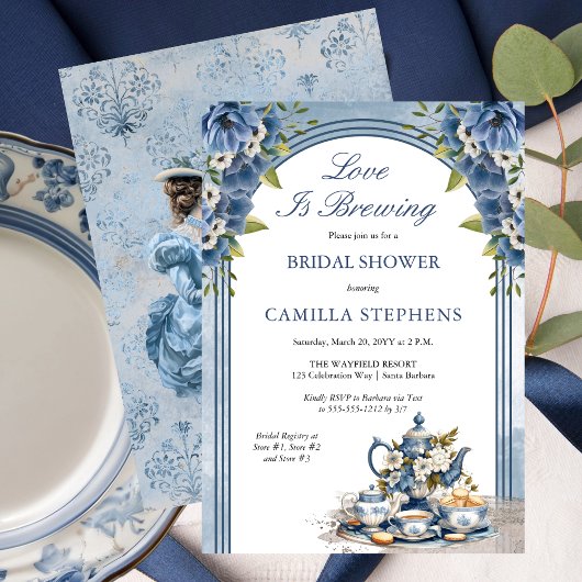 Invitation Elégant Set Floral Tea Set Bridal Tea Douche