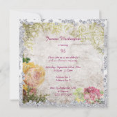 Invitation Elégant Shabby Chic Roses & Diamonds 95e anniversa (Dos)