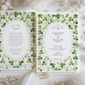 Invitation Elégant Shamrock irlandais & Coeurs Mariage aquare