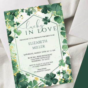 Invitation Élégant Shamrock Lucky en Fête des mariées d'amour