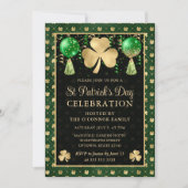 Invitation Élégant Shamrock Vert et Or Saint-Patrick (Devant)