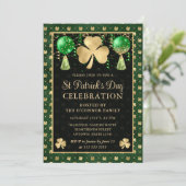 Invitation Élégant Shamrock Vert et Or Saint-Patrick (Debout devant)