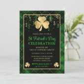Invitation Élégant Shamrock Vert et Or Saint-Patrick (Debout devant)
