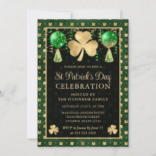 Invitation Elégant Shamrock vert et or St Patrick's Day