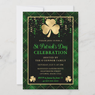 Invitation Elégant Shamrock vert et or St Patrick's Day