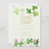 Invitation Elégant Shamrock vert Fête des mariées Brunch (Devant)