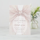 Invitation Elegant Sheer Pink Blush Bow Baby Shower (Debout devant)