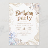 Invitation Elegant Shells Ocean Birthday Party (Devant)