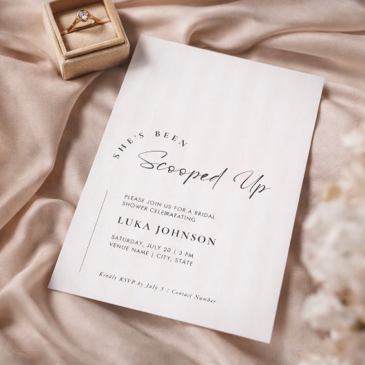 Invitation Elegant She's Been Scooped Up Stripe Bridal Shower