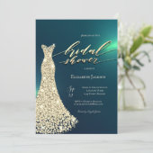 Invitation Elegant Shiny Dress Green Bridal Shower  (Debout devant)