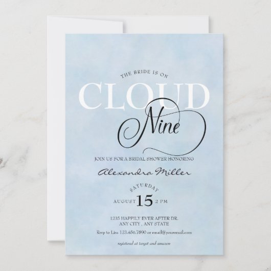Invitation Élégant Shower de Mariage à l'Aquarelle (Devant)