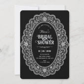 Invitation Élégant shower de mariage noir (Devant)