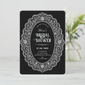 Invitation Élégant shower de mariage noir (Debout devant)