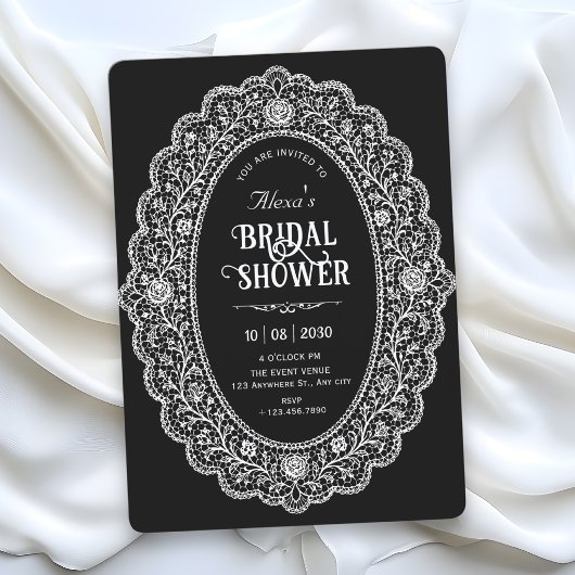 Invitation Élégant shower de mariage noir