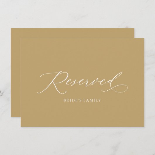 Invitation Élégant Siège Mariage Réservé (Devant / Derrière)