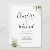 Invitation Élégant Signature Script Verdure Mariage photo (Devant)