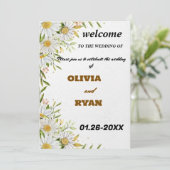 Invitation élégant signe de bienvenue à la mariage florale (Debout devant)