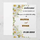 Invitation élégant signe de bienvenue à la mariage florale (Devant / Derrière)