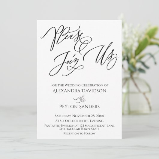 Invitation Elégant "S'il vous plaît rejoignez-nous" Mariage n (Debout devant)