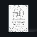 Invitation Elegant Silver 50th Birthday Save Date & Détails<br><div class="desc">Elégant design "50th Birthday Party" avec faux confettis de parties scintillant & détails texte. Facile à utiliser et facile à personnaliser. Commandez aujourd'hui !</div>