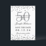 Invitation Elegant Silver 50th Birthday Save Date & Détails<br><div class="desc">Elégant design "50th Birthday Party" avec faux confettis de parties scintillant & détails texte. Facile à utiliser et facile à personnaliser. Commandez aujourd'hui !</div>
