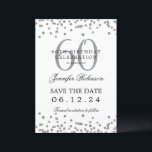 Invitation Elegant Silver 60th Birthday Save Date Détails<br><div class="desc">Elégant design "60th Birthday Party" avec faux confettis de parties scintillant & détails texte. Facile à utiliser et facile à personnaliser. Commandez aujourd'hui !</div>