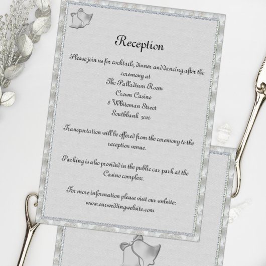 Invitation Elégant Silver Bells Mariage Détails de la récepti