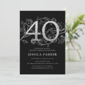 Invitation Elégant Silver Black 40e anniversaire (Debout devant)