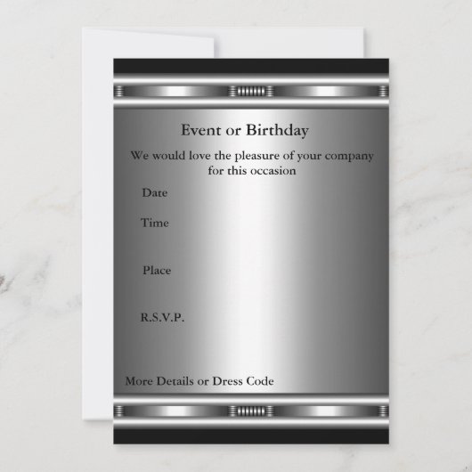 Invitation Elegant Silver Black 50e anniversaire (Dos)