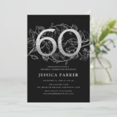Invitation Elégant Silver Black 60e anniversaire (Debout devant)
