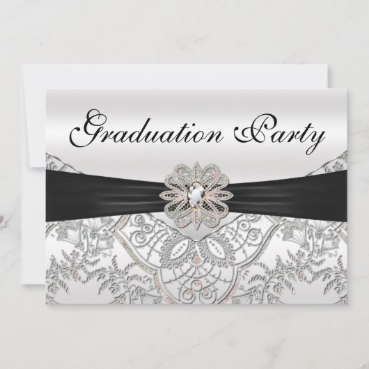 Invitation Élégant Silver Black and Pink Graduation Party (Devant)